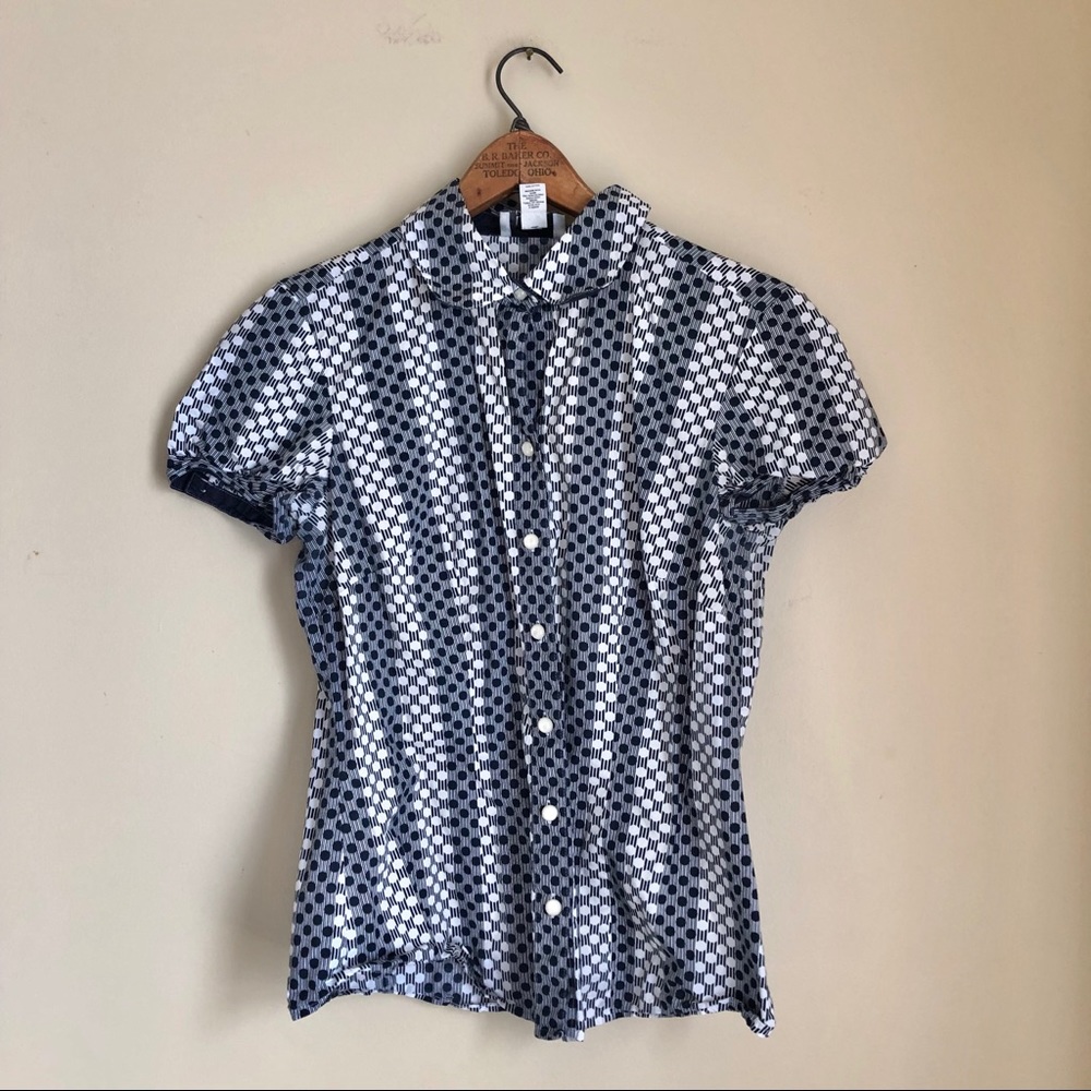 Loft Button Up Patterned Blouse w Peter Pan Collar